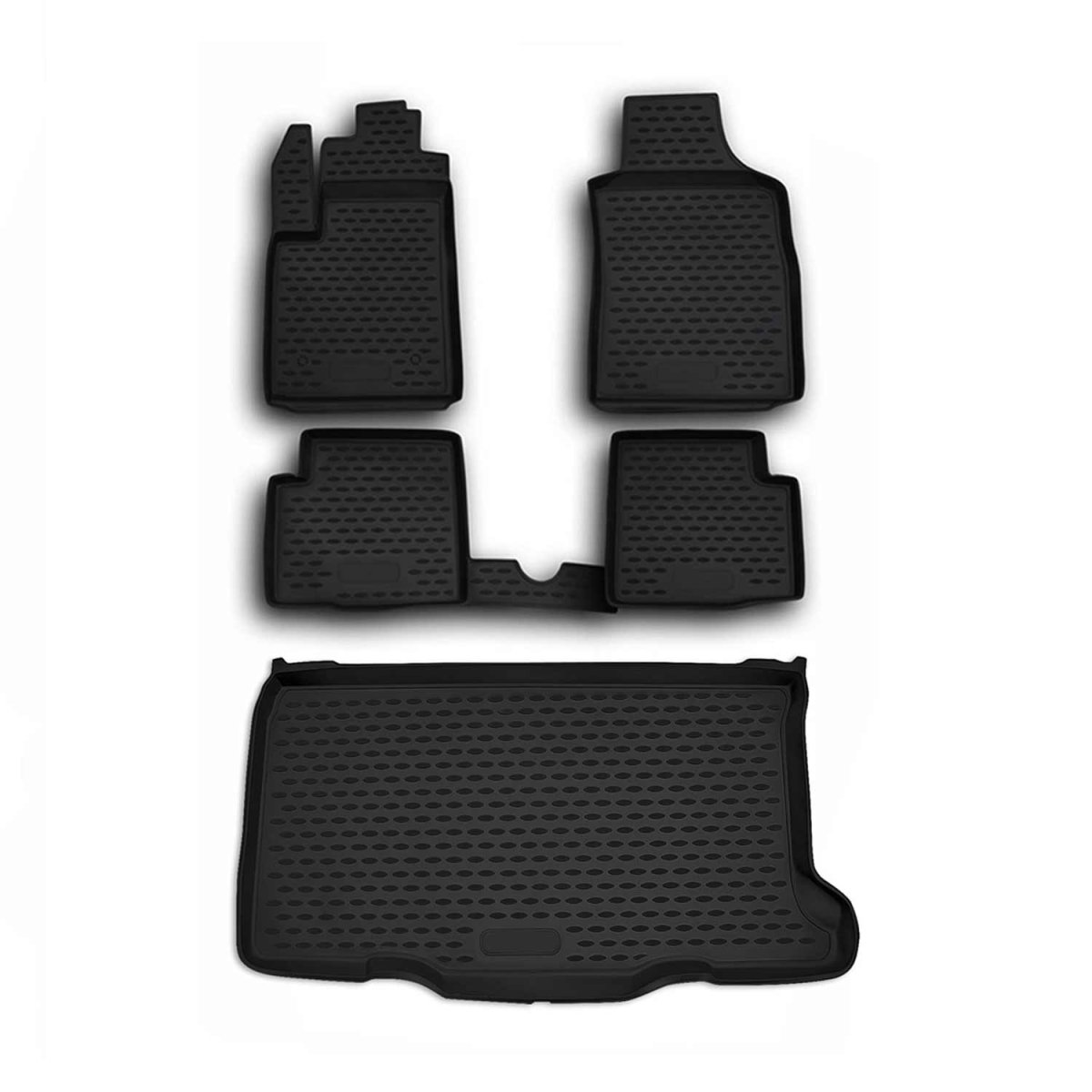 FIAT 500 Floor-Trunk Mats - Omac - KIT 3D - Black - 2012-2016